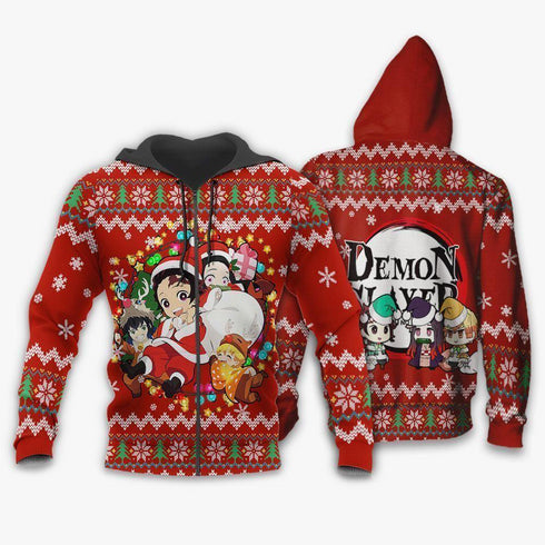 DivesArt - Demon Slayer Ugly Christmas tröja och hoodie Kimetsu Nej Yaiba Xmas Present